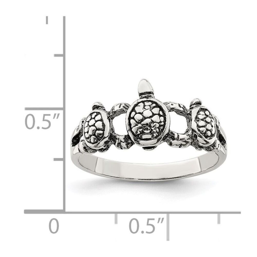 Kazi Luxury Sterling Silver Antiqued Turtle Ring - image 3